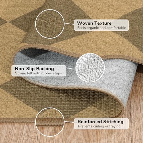 Lessymo Checkered Entryway Rug 3x5, Easy Jute Washable Rugs - Image 7