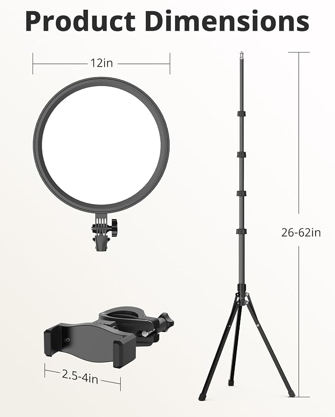 UBeesize 12" Ring Light with 62" Tripod Stand, Professional Big Ring Light with - Image 5