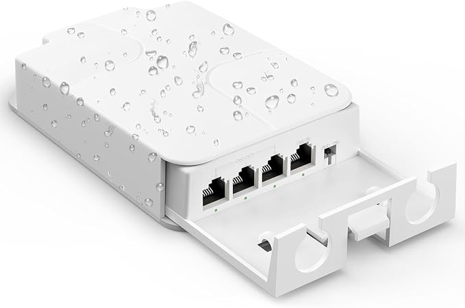 YuanLey 4 Port Outdoor PoE Extender 1 in 3 Out, IEEE 802.3af/at Mini 4 Channel by YuanLey