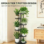 Tiered Plant Stand Indoor, Tall 6 Tier 7 Potted Wooden Plant Shelf - Image 5