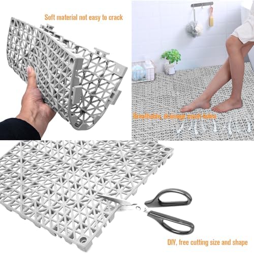 12 Pcs Drainage Mat Modular Interlocking Cushion 11.8" x 11.8" Garage Floor - Image 5