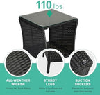 VINGLI Outdoor Wicker Side Table Patio Side Tables - Image 4