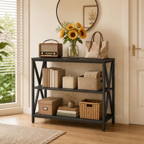 MAHANCRIS 31.5" Sofa Table, Industrial Console Table, 3-Tier Entryway Table - Image 2