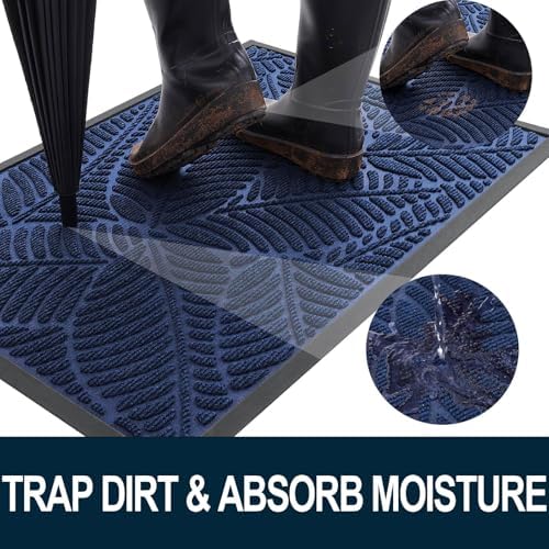 Colorxy Waterproof Front Doormat, Sturdy Natural Rubber Door Mat - Image 2