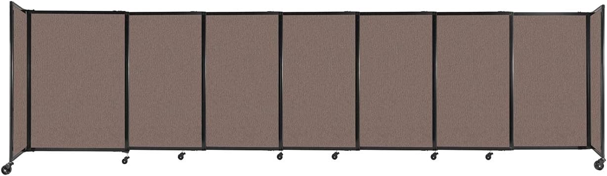 Versare Straightwall Sliding Portable Wall Partition | Freestanding Office Dividers | Locking Wheels | Temporary Room Separator | 15'6'' Wide x 4' Tall Latte Fabric Panels