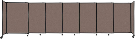 Versare Straightwall Sliding Portable Wall Partition | Freestanding Office Dividers | Locking Wheels | Temporary Room Separator | 15'6'' Wide x 4' Tall Latte Fabric Panels