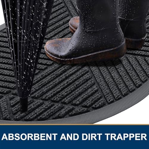 Smiry Half Circle Front Door Mat Outside Entrance, Rubber Doormat - Image 3