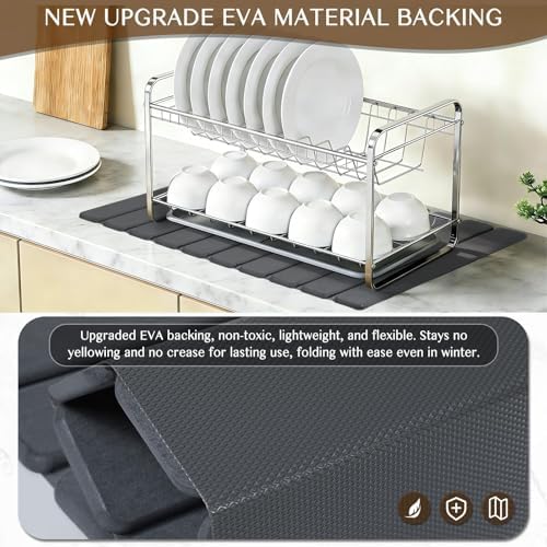 Large Stone Dish Drying Mat for Kitchen Counter, Thin & Light Quick Dry Stone - Image 4