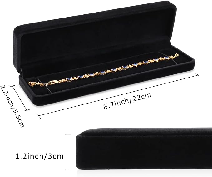 iSuperb Set of 2 Velvet Necklace Box Long Bracelet Box Display Chain Jewelry - Image 4