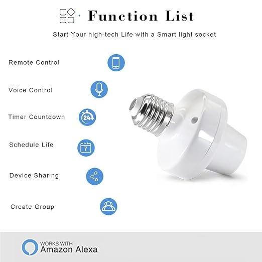 QIACHIP Remote Control Light Socket E26 E27 Bulb Socket Adapter, ZigBee Smart - Image 2