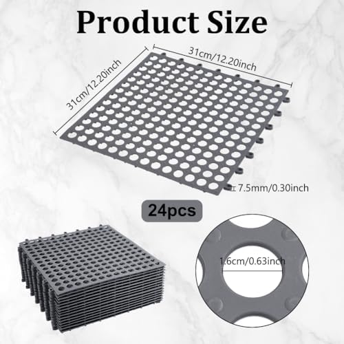 24 Pack Non Slip Shower Floor Mat, 12.2x12.2Inch Soft PVC Non Slip Shower Floor - Image 2
