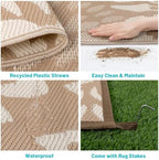 HEBE Waterproof Outdoor Rug 6'x9', Floral Reversible Plastic Patio Rug - Image 4