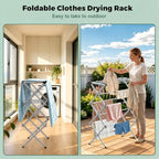 BAKON Space Saving Foldable Clothes Drying Rack, Extendable Rustproof Laundry - Image 3