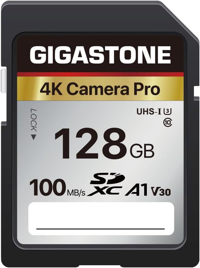 【5-Years Data Recovery】 GIGASTONE 128GB SD Card, 4K Camera Pro, UHS-I A1 V30 U3 by Gigastone