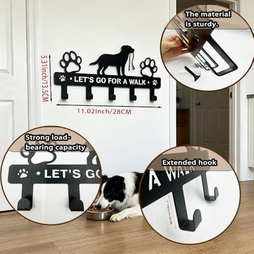5-Hooks Dog Leash Holder for Wall， Dog Accessory Holder ，Metal Key Holder Leash - Image 2
