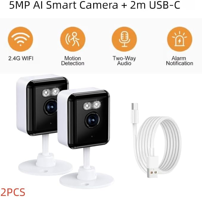 Smart Home Security Cameras, 5MP HD Pet/Baby Monitoring Cameras, 2.4GHz Indoor - Image 8