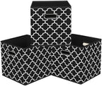 Black Foldable Storage Cubes Bins, Fabric Storage Box Cubes Organizer Baskets by HEAYEEG