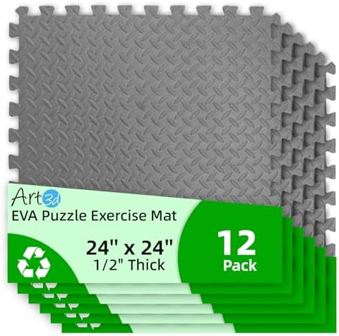 Art3d 12-Pack 24"x24" EVA Interlocking Exercise Mats, 48 Sq.Ft by Art3d