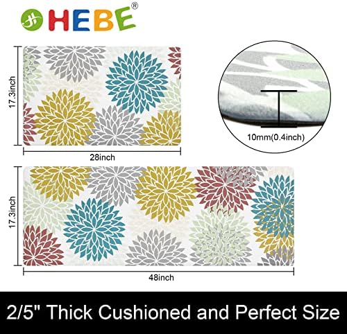 HEBE Anti Fatigue Kitchen Rugs Set of 2, Cushioned Kitchen Mats - Image 2