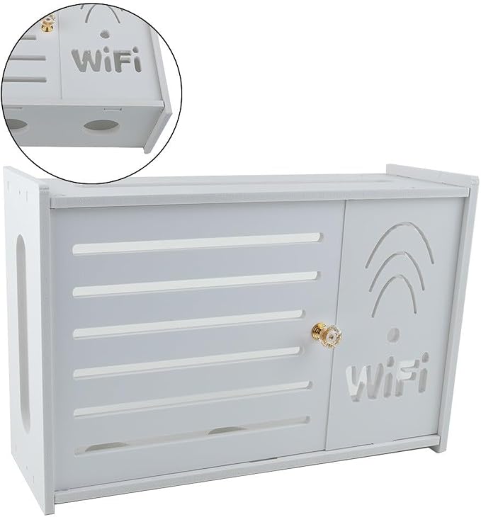 White Plastic Router Storage Box, Wall Mount Cable Organizer - Image 5