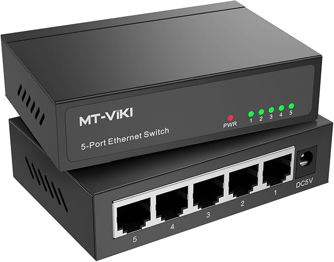 MT-VIKI 5 Port Gigabit Ethernet Switch, Unmanaged Network Switch Splitter by MT-VIKI