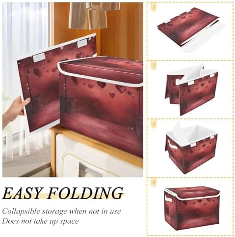 Bolaz Storage Bins with Lids and Handles, Valentine Background Dark Heat - Image 4