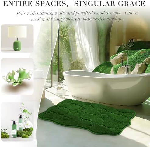BSICPRO Large Bathroom Rugs, 24X36 Scalloped Bath Mats, Forest Green - Image 4