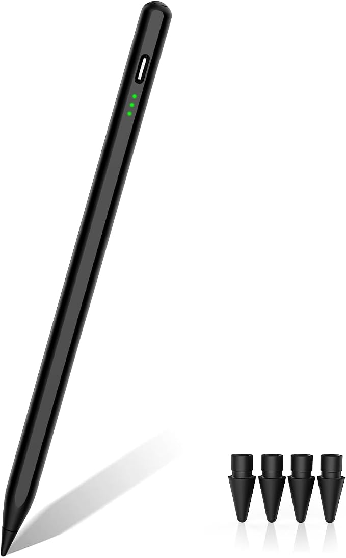 Black Stylus Pen for Apple iPad 2018-2025, Pixel Precision, Active Pencil by MystiLuck
