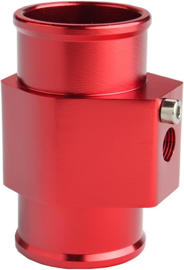 Dewhel Aluminum Red Water Temp Meter Temperature Gauge Joint Pipe Radiator - Image 3