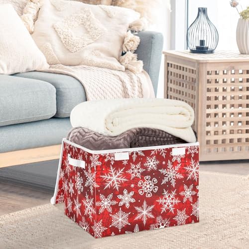 Bolaz Storage Bins with Lids and Handles, Christmas Snowflake Storage Box - Image 5