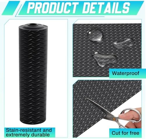 Breling 12 in X 20 ft Rubber Diamond Plate Garage Floor Mat - Image 3