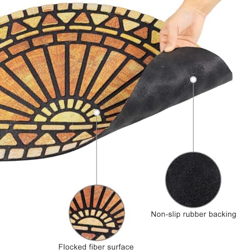 CHICHIC Front Door Mat 18"x30" Outdoors Heavy Duty Rubber Mat, Semicircle - Image 4