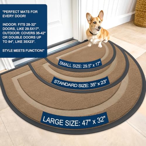 OLANLY Half Circle Front Door Mat Outside 47x32 All-Season Rubber Doormat - Image 2