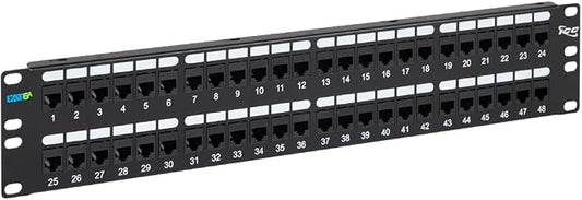 ICC CAT6A Feed-Through Patch Panel, 48 Port, 2U Rackmount, RJ45 Ethernet Patch by ICC