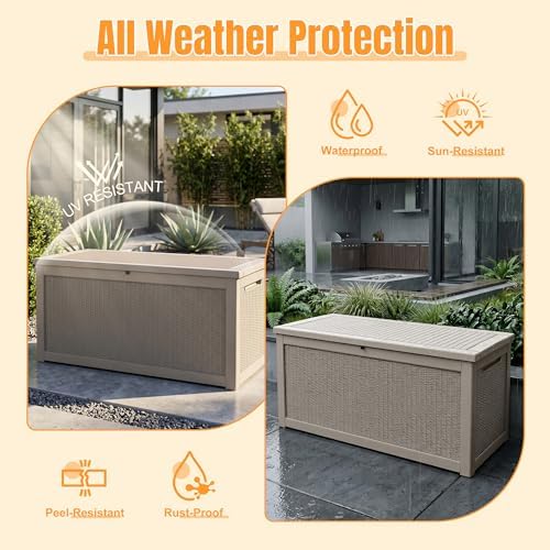 Outdoor Storage Box, 380 Gallon Waterproof Resin Deck Box - Image 2