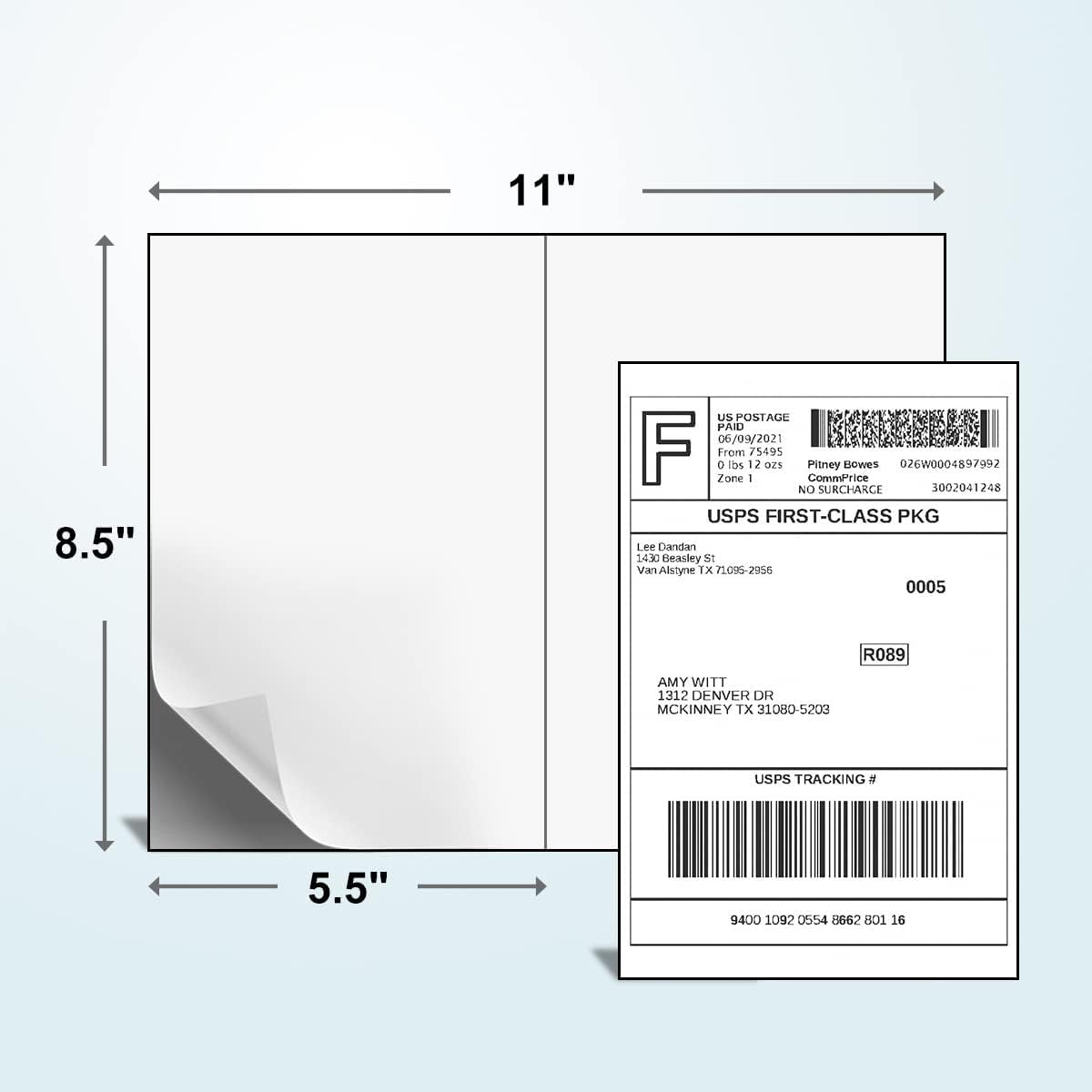 BESTEASY 1000 Half Sheet Self Adhesive Shipping Labels, Laser/Ink Jet White Blank Shipping Labels 8.5" x 5.5" Address Labels (500 Sheet Total 1000 Labels)