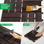 IDZO Interlocking Acacia Deck Tiles 9.6 SQFT, Dark Brown - Image 5