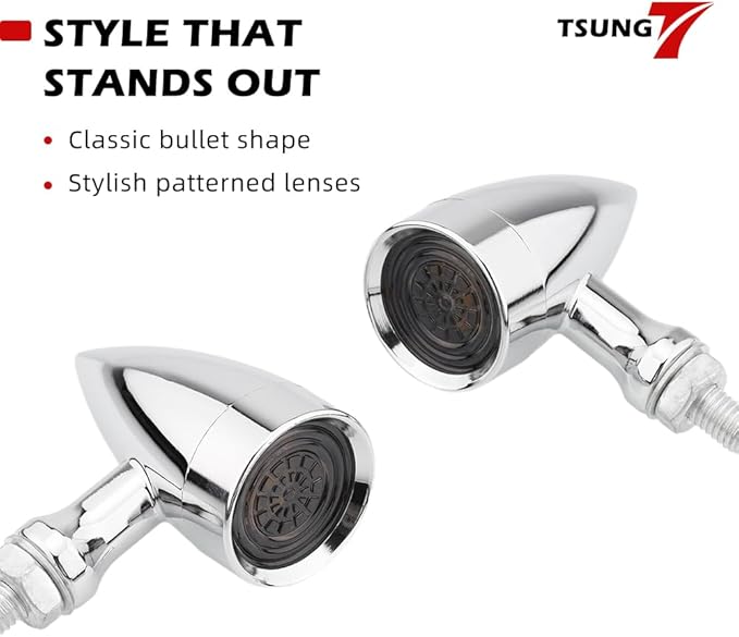 TSUNG Universal Motorcycle LED Turn Signals Lights Small Bullet Front Rear - Image 6
