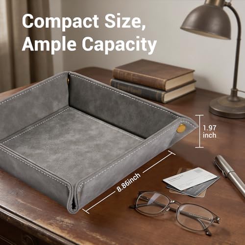 CoBak Leather Valet Tray, PU Leather Catch-All Tray - Image 4