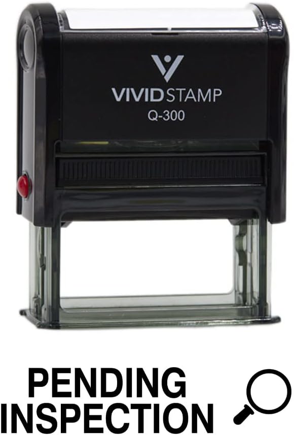 Vivid Stamp Pending Inspection Business Self-Inking Rubber Stamps (Black Ink) - Q-200