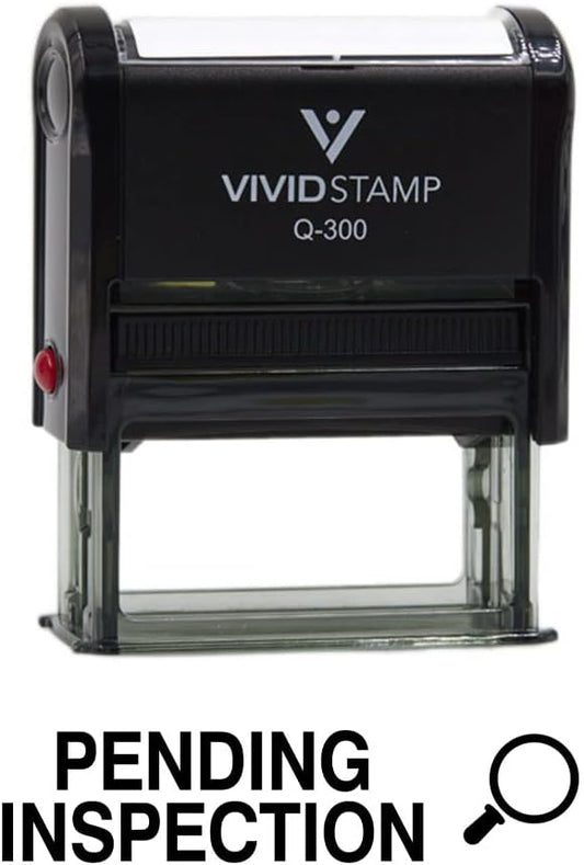 Vivid Stamp Pending Inspection Business Self-Inking Rubber Stamps (Black Ink) - Q-300