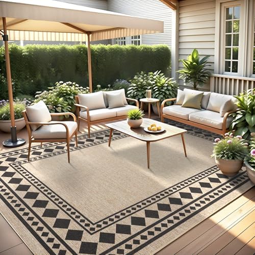 GarveeHome Solid Bordered Easy Jute Rug 5x7 Washable Jute Rugs - Image 2