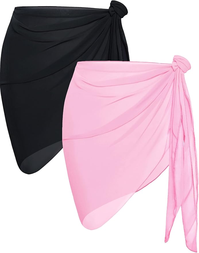 CHICGAL 2 Pieces Women Beach Sarong Bathing Suit Wrap Skirt Sheer Bikini by CHICGAL