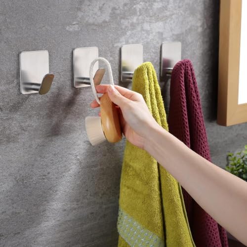 DELITON Adhesive Towel Hooks, SUS 304 Stainless Steel No Drill Shower Hooks - Image 2