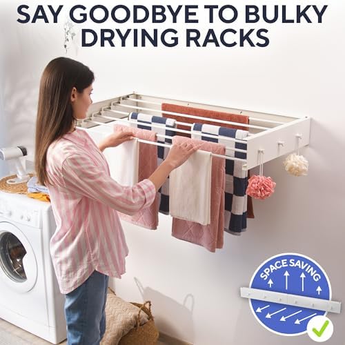 Delfori Foldable Wall Mounted Drying Rack 40 inch - Image 2