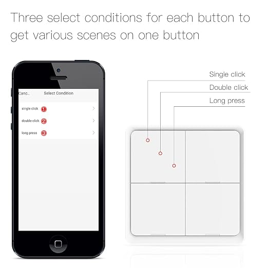 MOES Wireless Smart Scene Switch Button, Require MOES HUB, Zigbee Connection - Image 4