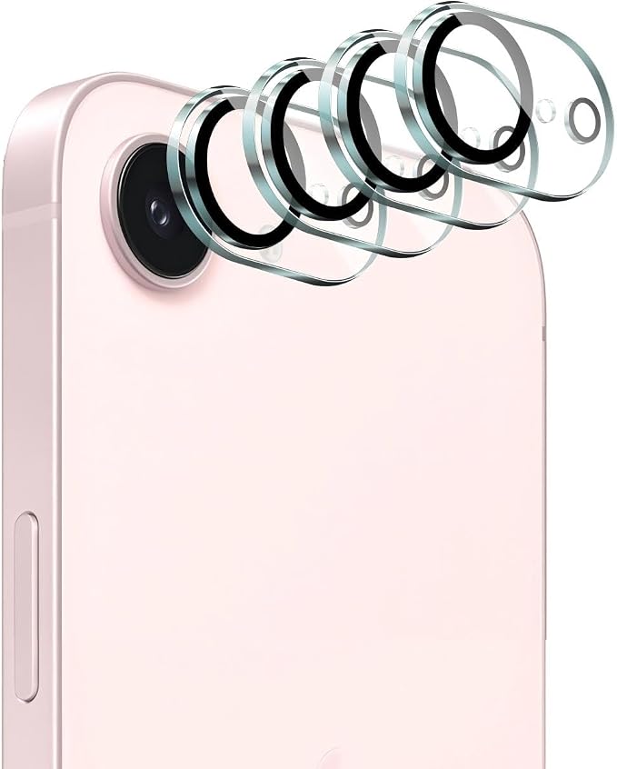 4-Pack Camera Lens Protector for iPhone 16e/17e, 9H Tempered Glass Camera Cover by ScreenProtectorCase