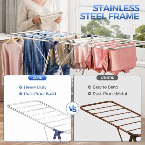 APEXCHASER Clothes Drying Rack, Foldable 2-Level Drying Rack Clothing, - Image 2