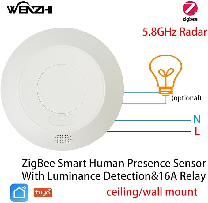 Presence Sensor, WenzhiIoT Smart Motion Sensor Zigbee 5.8GHz Radar MmWave - Image 2