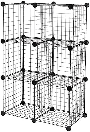Amazon Basics 6-Cube Wire Grid Stackable Storage Organizer, Metal Shelving Unit by AmazonBasics